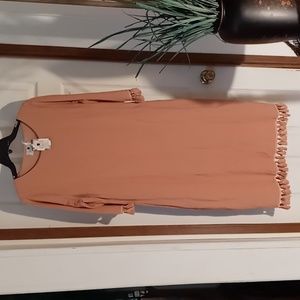 Dainty Jewels Peach Midi Dress with tassels
